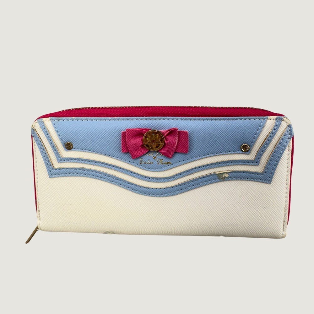 Sailor Moon Zip Around Wallet Blue White Pink Kawaii Animecore Cosplay 7 X 4